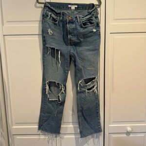 Forever 21 straight leg ripped jeans